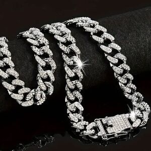 🩶 NEW Men's or Women’s Silver Rhinestone Chain Necklace 🩶
